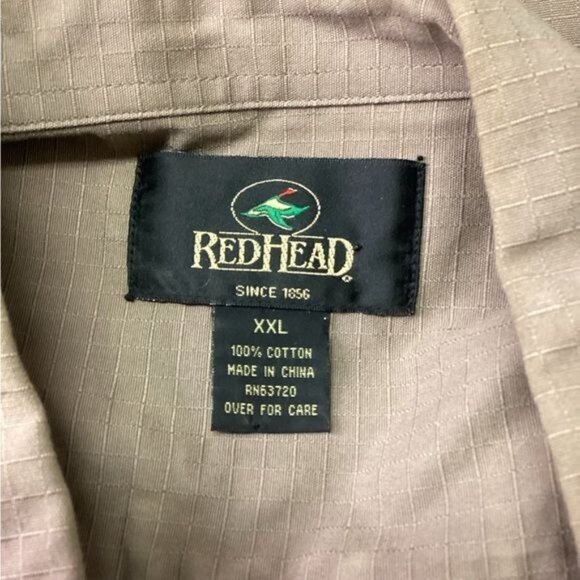 RedHead Mens XL Button-Up Tan Shirt With Deer Embroidery RipStop Performance - Picture 4 of 7